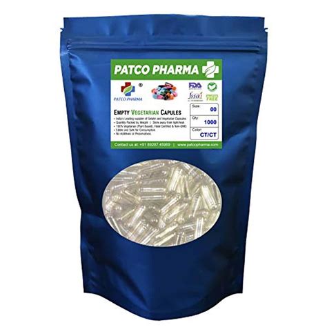 Buy PATCO PHARMACEUTICALS EMPTY VEGETARIAN CAPSULE SIZE 00 (1000 PCS ...