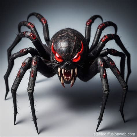 Horned, Clawed Mega Spider with Sharp Teeth and Red Eyes | Stable ...
