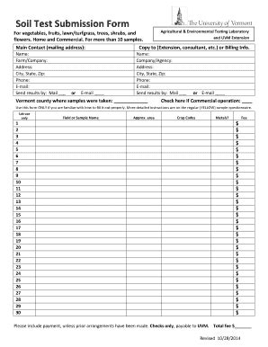 Fillable Online uvm Up to 30 samples on one form - uvm Fax Email Print ...