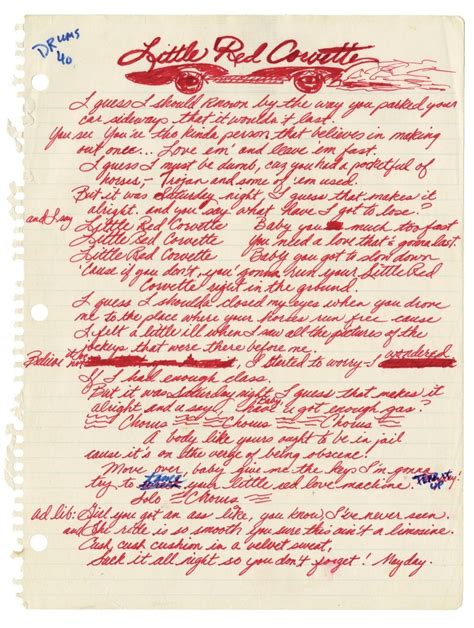 Letra De Little Red Corvette