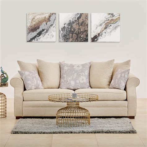 Buy Botanical Fabric 3-Seater Sofa - Beige from Home Centre at just INR ...