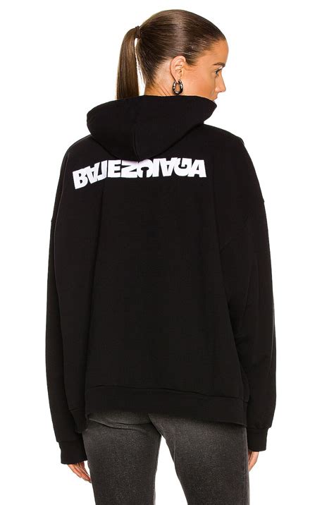 Balenciaga Zip Up Hoodie in Washed Black & White | FWRD