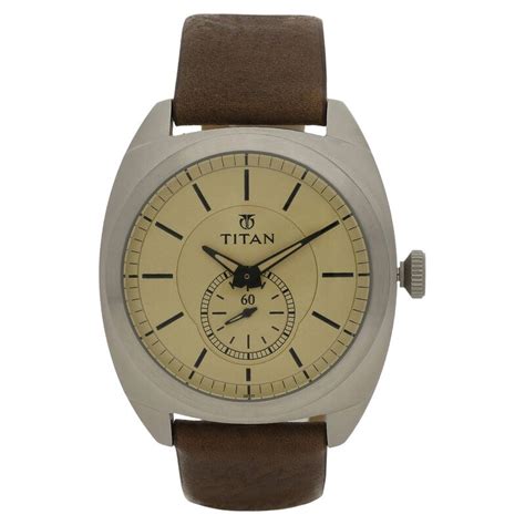 Buy Online Titan Analog Off White Dial Leather Strap watch for Men ...