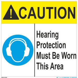 Safety World Hearing Protection Instruction- Caution Sing Board- 12" X ...