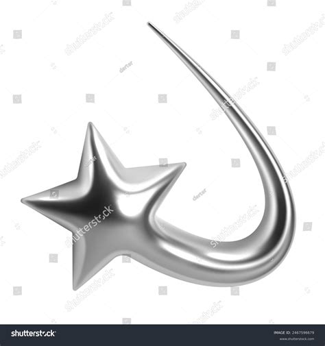 3d Y2k Chrome Flying Star Curved Stock Vector (Royalty Free) 2467596679 ...