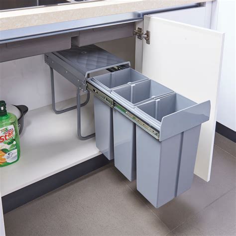 Cubo de basura extraíble Froland capacidad 3 x 10 L plástico/acero 48 x ...