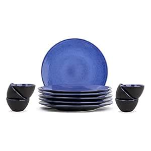 Shay Ceramic Dinner Set, 12 Pcs, Blue Reactive | Reactive Blue Glaze ...