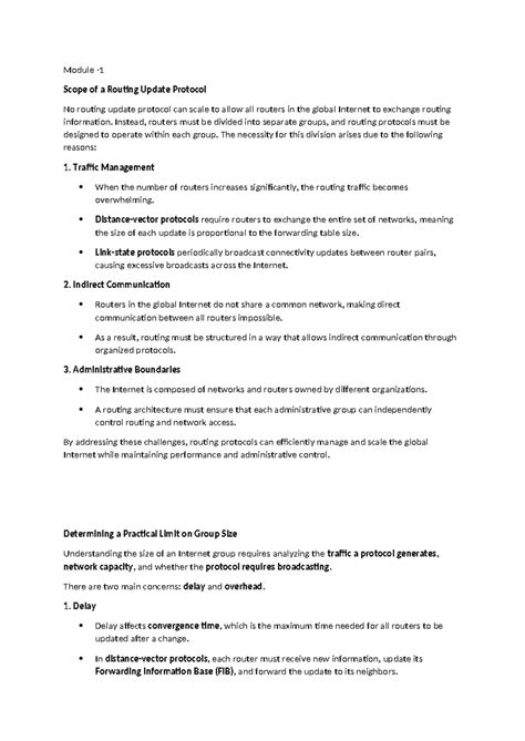 IN-3 - summary of module 3: routing update protocols and their ...