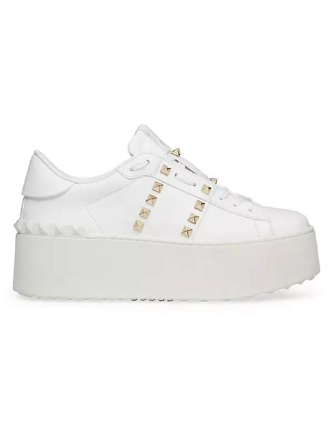 Shop Valentino Garavani Flatform Rockstud Untitled Sneakers In Calfskin ...
