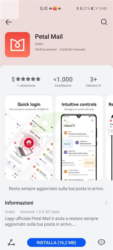 Petal Mail è disponibile al download su Huawei AppGallery