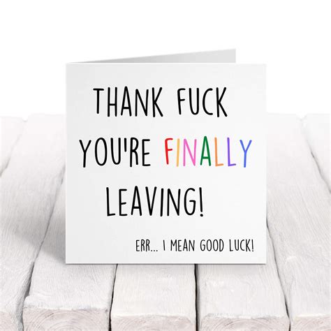 Rude Funny Leaving Card | Cards for New Job | Farewell Coworker ...