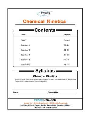 Fillable Online Chemical Kinetics Contents Topic Page No Fax Email ...