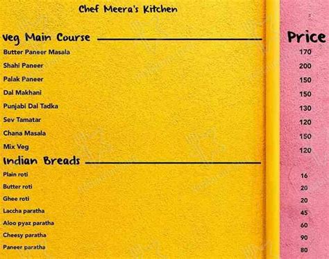 Menu at Chef Meera's Kitchen, Jaipur