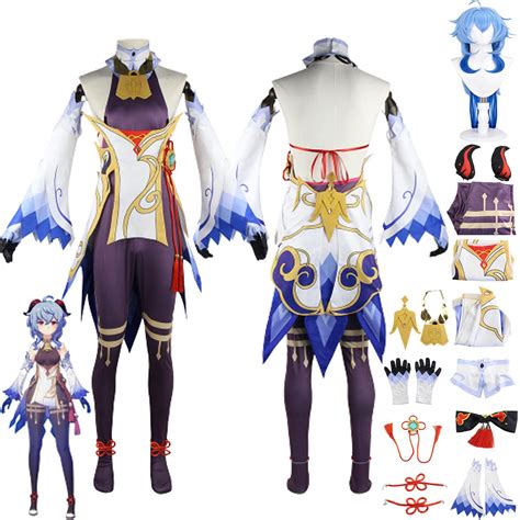 Buy Anime Game Ganyu Cosplay Costume Outfit Genshin Impact Characters ...