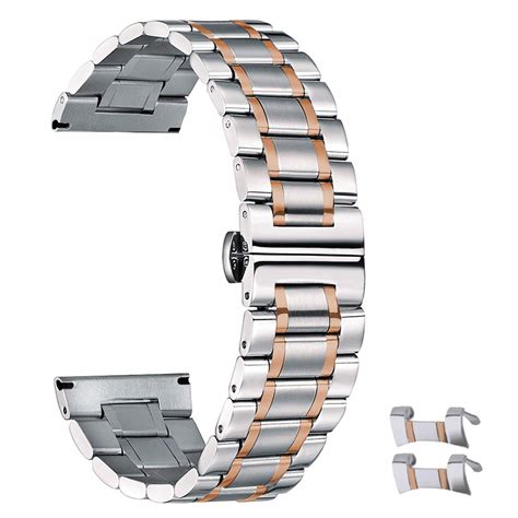 15mm Metal Watch Band Silver & Rose Gold 15 Stainless Steel Watch Bands ...
