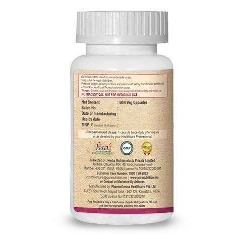 Pure Nutrition Cranberry Plus 620 mg, 60 Capsules Price, Uses, Side ...