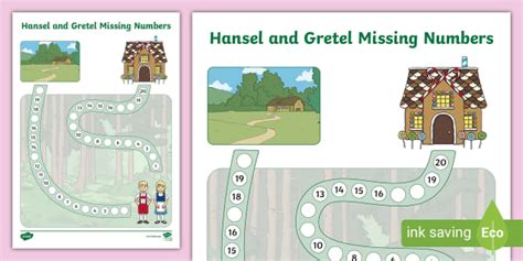 Hansel and Gretel Missing Number Path Worksheet - missing number