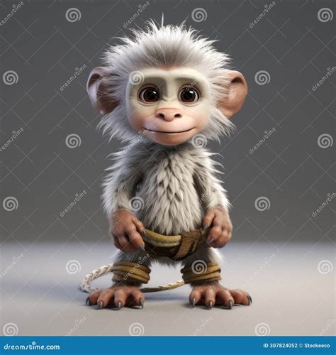 Cute 3d Monkey Character On Grey Background - Bill Gekas Style Royalty ...