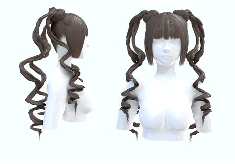 Curly Ponytails Hairstyle v46264 - 3D Model by nickianimations