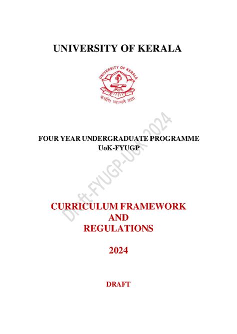 Final Draft Curriculum Framework & Regulations UOK-FYUGP 2024 - Studocu