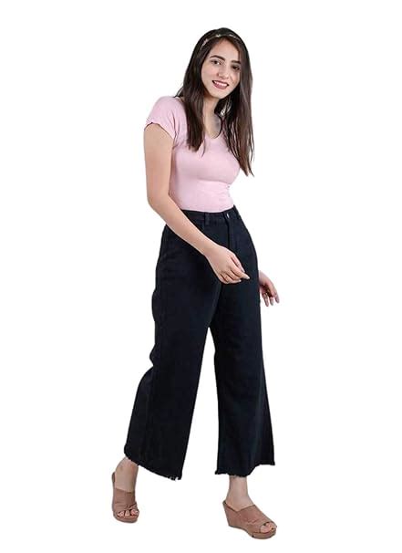 Buy FREAKINS Relaxed Wide Leg Jeans for Women & Girls (Black, 34) at ...