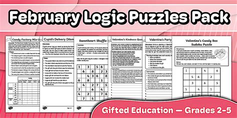 February Logic Puzzles Pack for Gifted Education
