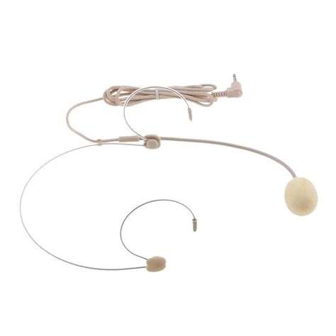 BNF® Double Ear Hook Wired Headset Headworn Microphone Beige 3.5Mm ...