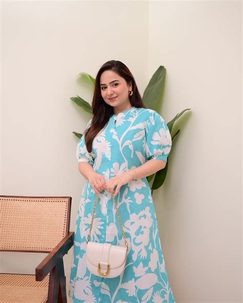 Turquoise Floral Print A Line Comfortable Cotton Maxi Dress For Women ...