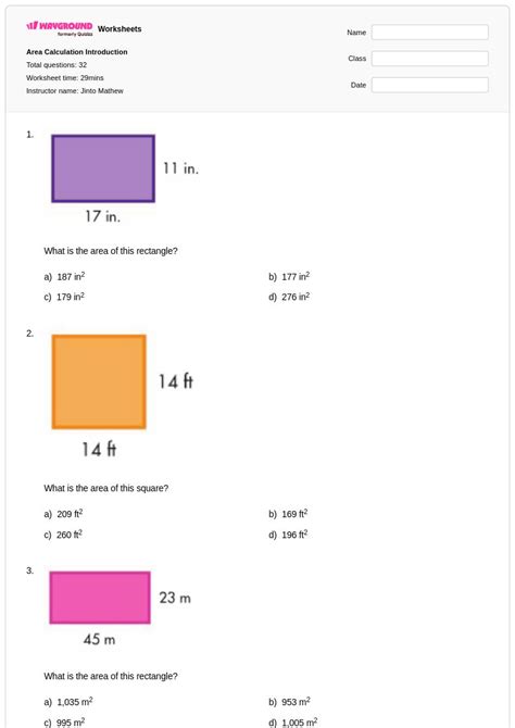 50+ Area Calculation worksheets for Class 7 on Wayground | Free & Printable