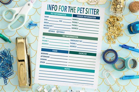 Free Printable Pet Sitting Forms | Free Organizing Printables