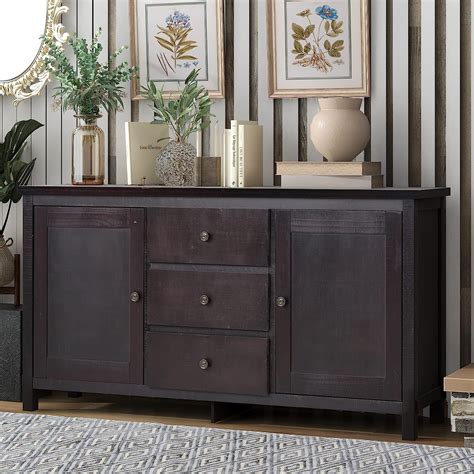 Buy Retro Solid Wood Storage Cabinet Buffet Sideboard with 2 Cabinets ...