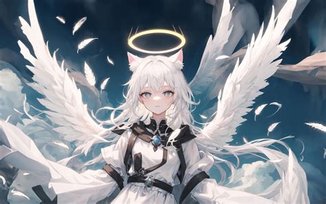 Download wallpaper 2560x1600 angel, ears, wings, halo, anime widescreen ...
