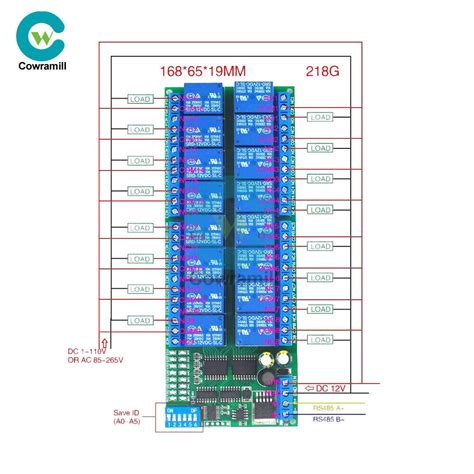 DC 12V 8/16Channel RS485 Relay Modbus RTU Protocol | Ubuy India