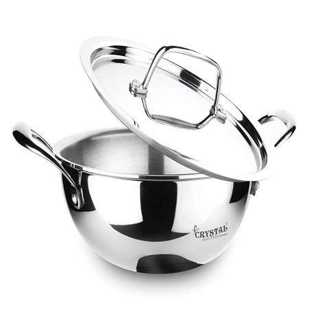 Crystal TriPro - Triply Stainless Steel Extra Deep Kadai with Stainless ...