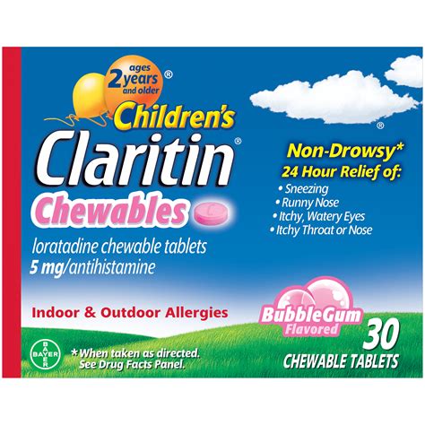 Claritin Allergy Medicine for Kids, Loratadine Antihistamine Bubblegum ...