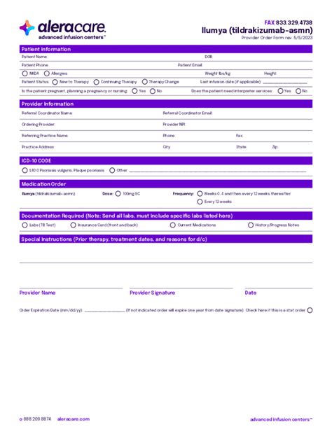 Fillable Online Provider Order Form for Ilumya (tildrakizumab-asmn) Fax ...