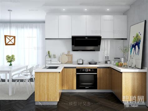 现代敞开式厨房3D模型免费下载_3dmax现代敞开式厨房模型编号800057682-智鸥网