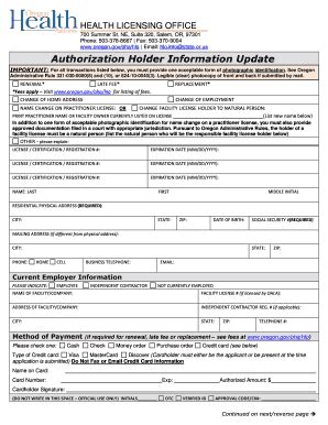 Fillable Online oregon Fill out our Authorization Holder Information ...
