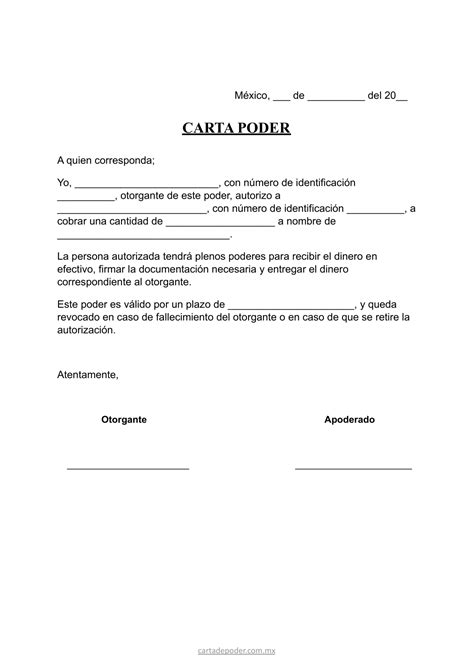 ᐅ Carta Poder Simple para Cobrar Dinero » (Ejemplos)