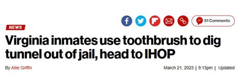 美国两囚犯用牙刷挖洞越狱成功！_奇象网
