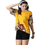 Buy RodZen Oversized Loose Fit Cotton Round Neck Boat Printed T-Shirt ...
