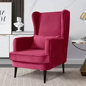 SNF WOOD STYLE Wing Chair for Living Room, Bed Room Velvet Wing Back ...