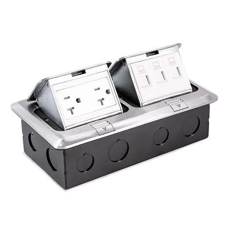 Pop-up Floor Outlet, Double Pop-up Floor Box with 20A Socket and LAN ...