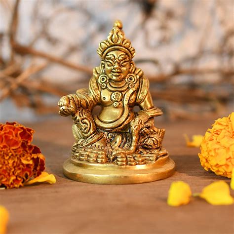 CraftVatika Brass Lord kuber Statue of Wealth vastu Kuvera Idol for ...