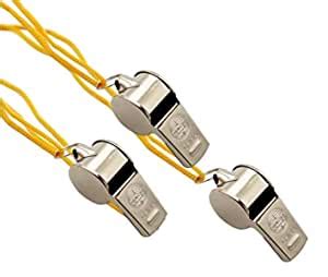 UNYBUY® Extra Loud with Lanyard Silvery Metal Referee Coach Whistle for ...