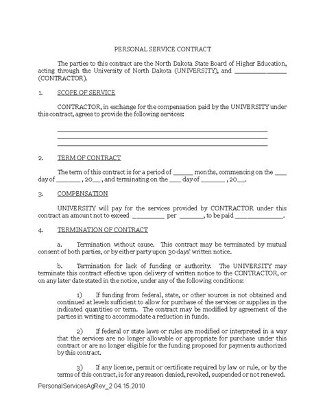 Image result for Personal Service Contract Example