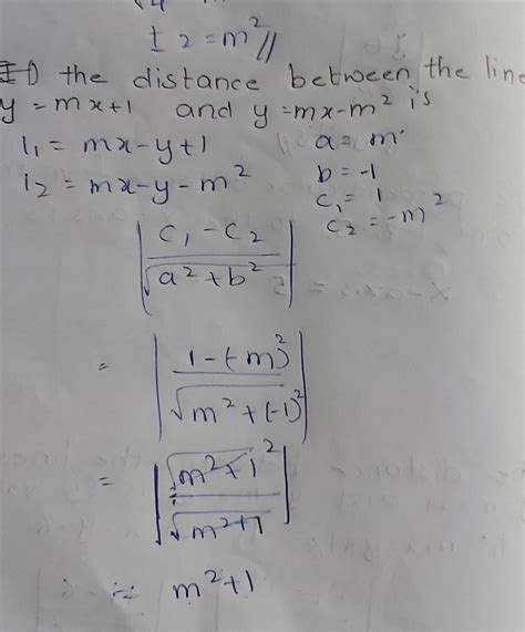 Find the distance between parallel lines y=mx +c, y=mx +d - Brainly.in