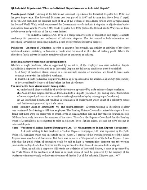 Lbr law - Q1 Disputes Act. When an Individual dispute becomes an ...