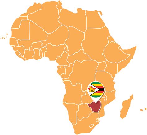 Zimbabwe map in Africa, Icons showing Zimbabwe location and flags ...