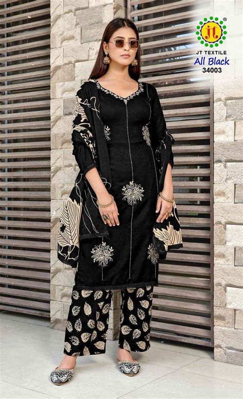 Jt All Black Vol 34 Rayon Dress Material New Catalogue Wholesale Price